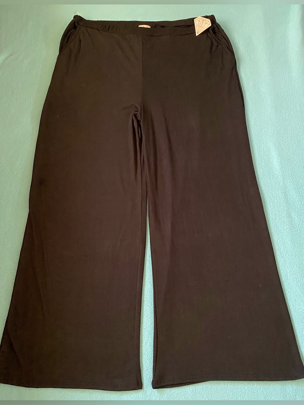 RUBEE wide leg pajama lounge wear sleep pants 2 pockets comfy black NEW size 3X